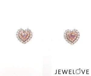 18K Rose Gold Heart Earrings with Pink & White Diamond JL AU PD 102   Jewelove.US