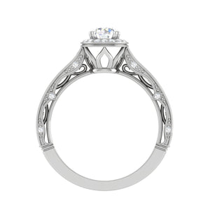 30-Pointer Solitaire Halo Diamond Shank Platinum Ring for Women JL PT RV RD 137-A