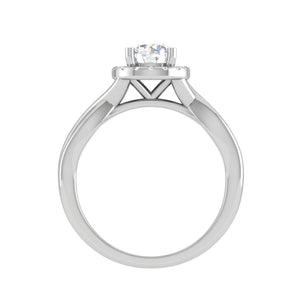 1.50-Carat Lab Grown Diamond Solitaire Halo Diamond Platinum Twisted Shank Ring JL PT LG G WB6003E-C