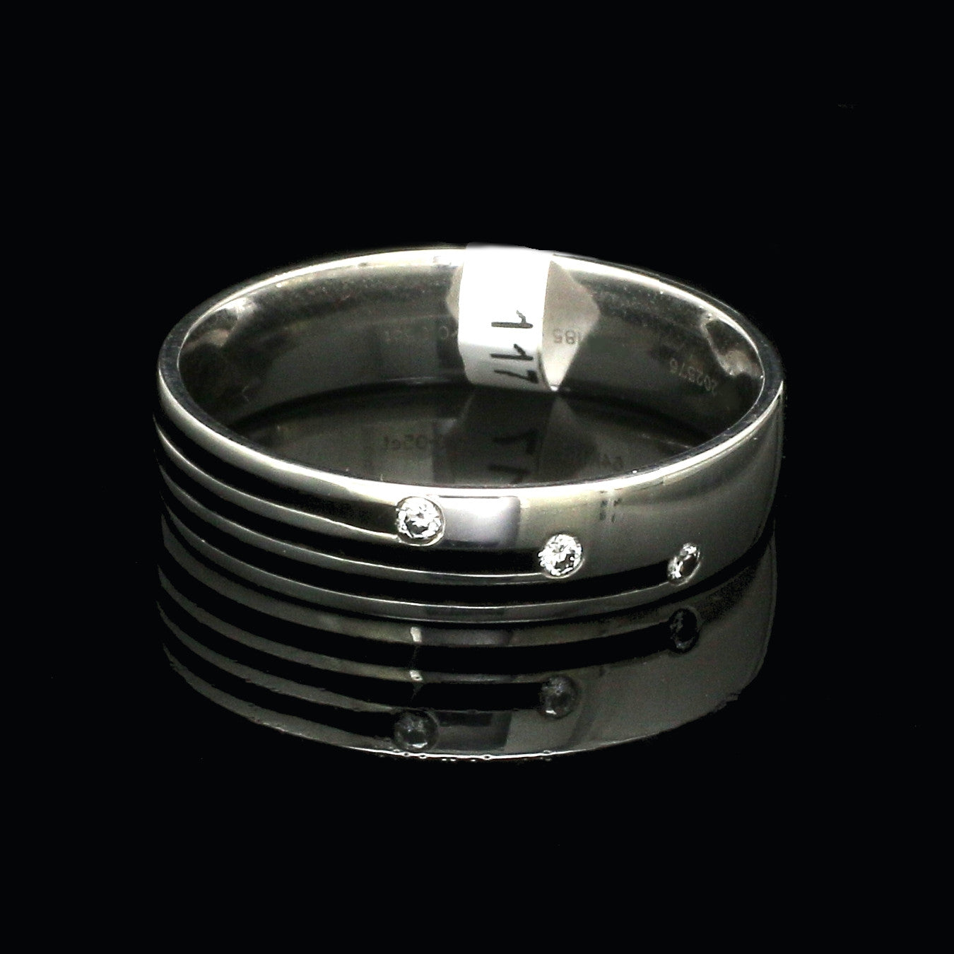 Platinum Love Bands Diamond Couple Rings with Black Enamel JL PT 1421