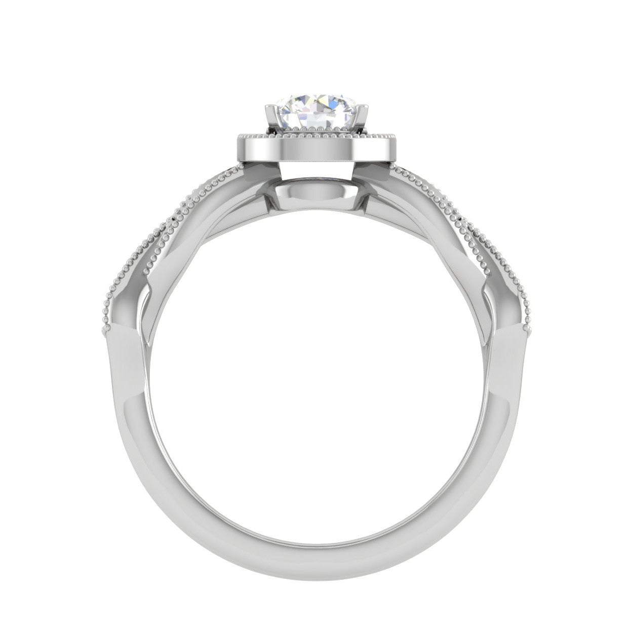 70-Pointer Solitaire Halo Diamond Twisted Shank Platinum Ring for Women JL PT RV RD LG G 131-A