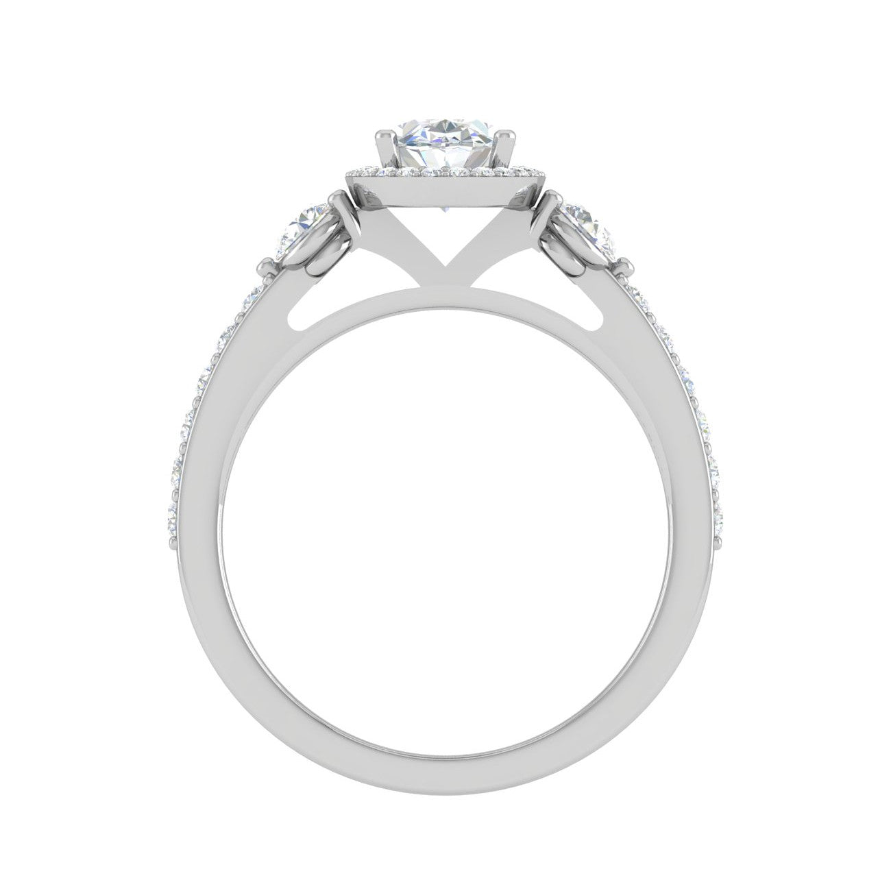 70-Pointer Oval Shape Solitaire Halo Diamond Accents Platinum Ring JL PT IM1702-B   Jewelove.US