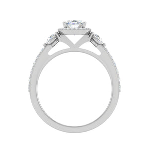 70-Pointer Oval Shape Solitaire Halo Diamond Accents Platinum Ring JL PT IM1702-B   Jewelove.US