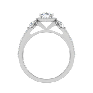 50-Pointer Oval Shape Solitaire Halo Diamond Accents Platinum Ring JL PT IM1702-A   Jewelove.US