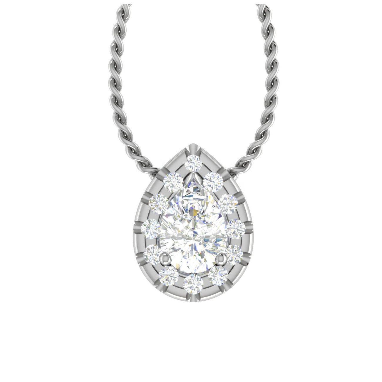 50-Pointer Pear Solitaire Cut Platinum Diamond Pendant JL PT PF PS 111-A   Jewelove.US