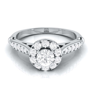 70-Pointer Solitaire Halo Diamond Shank Platinum Ring JL PT G 103-C