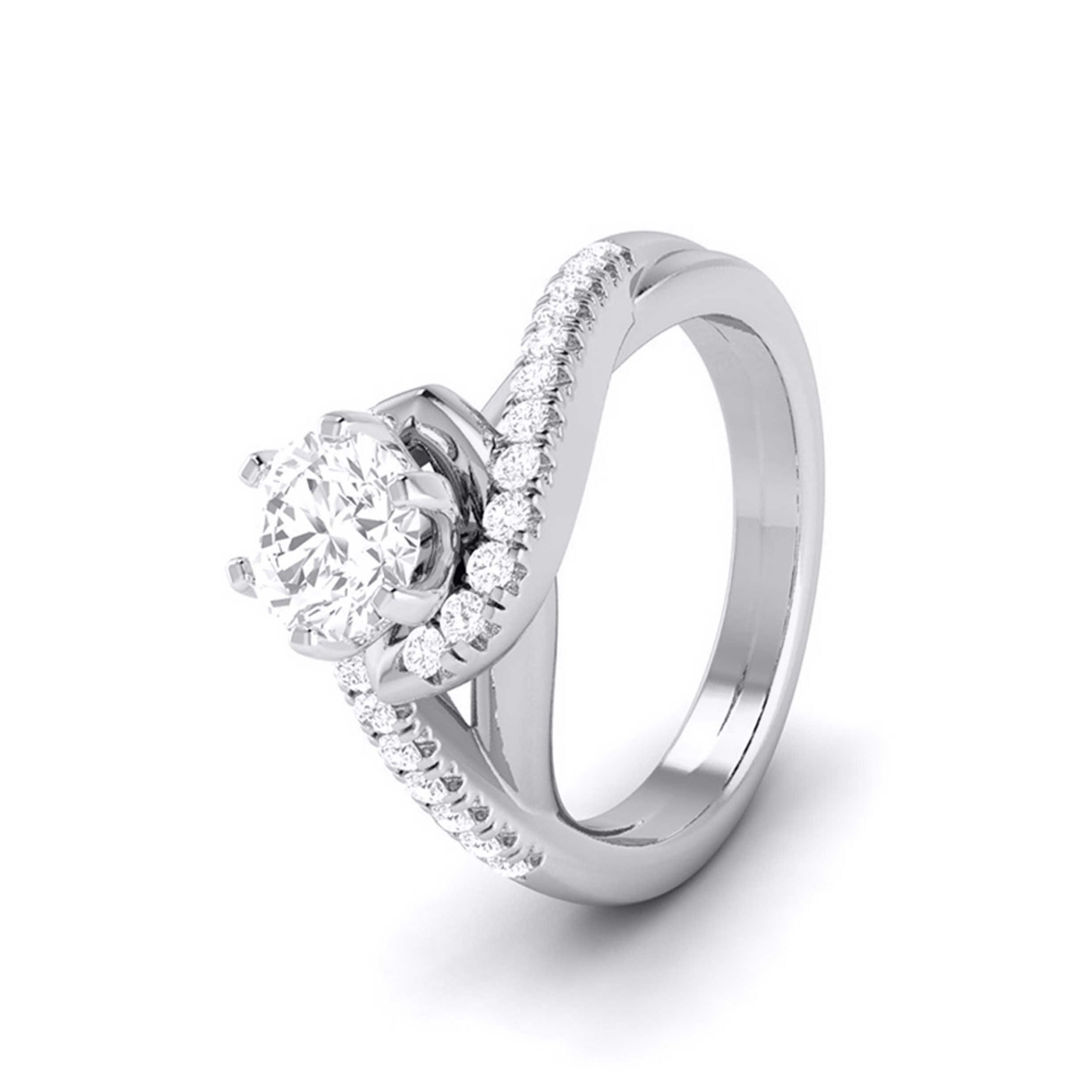 Curvy Platinum 2-Carat Lab Grown Solitaire Engagement Ring for Women JL PT LG G-110-E   Jewelove.US