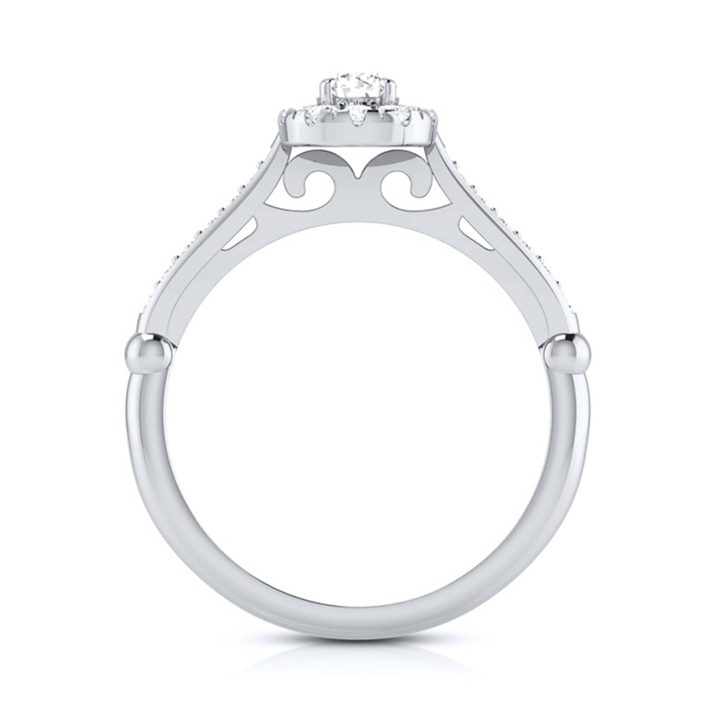 70-Pointer Solitaire Halo Diamond Shank Platinum Ring JL PT G 103-C