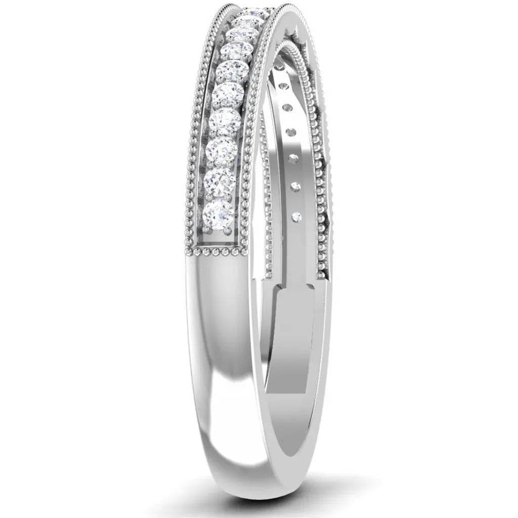 3mm Half Eternity Ring with Diamonds and Milgrain Finish in Platinum JL PT 435   Jewelove
