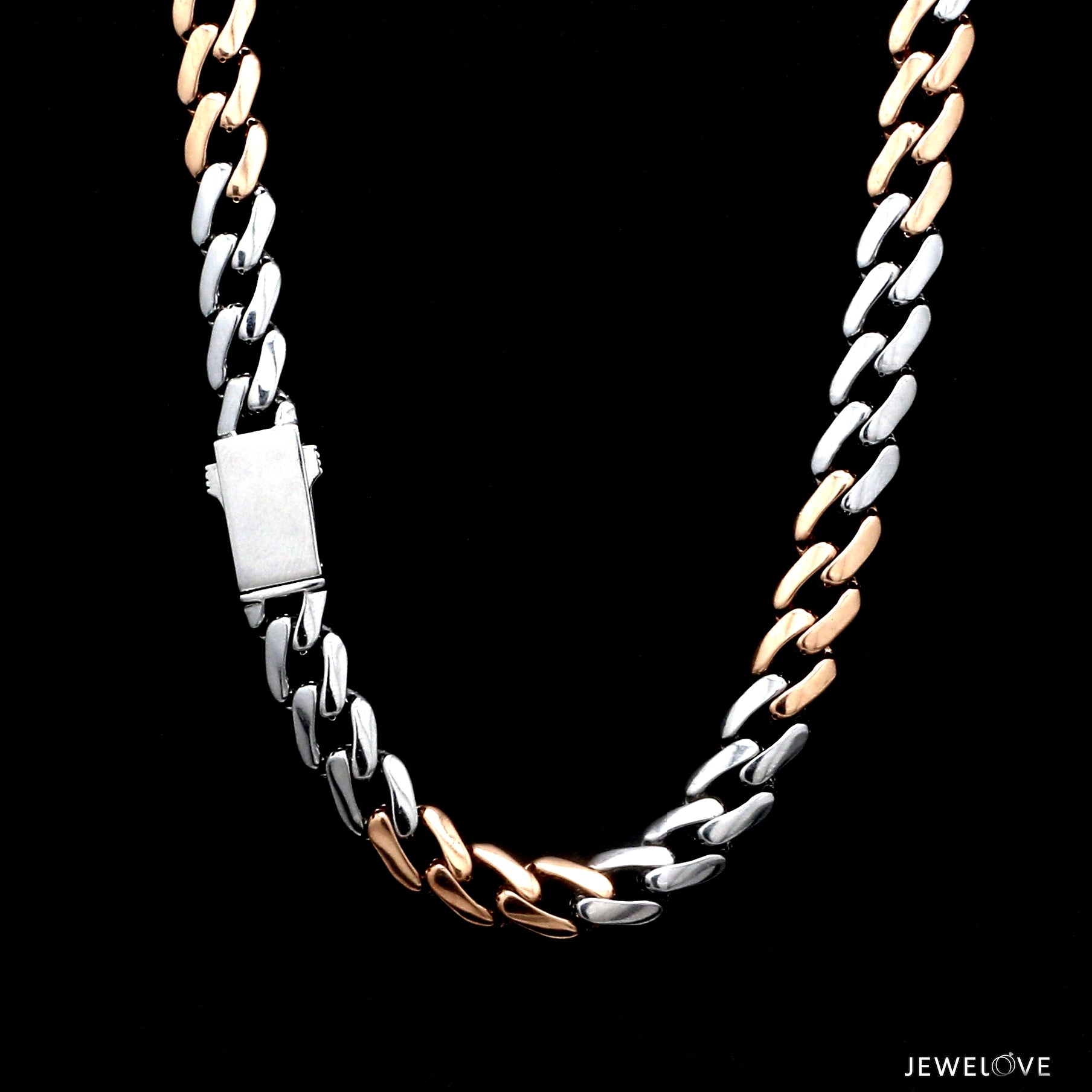 Platinum Rose Gold Chain with Matte & Hi-Polish for Men JL PT CH 1268   Jewelove.US