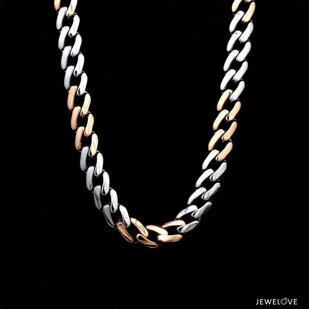 Platinum Rose Gold Chain with Matte & Hi-Polish for Men JL PT CH 1268   Jewelove.US