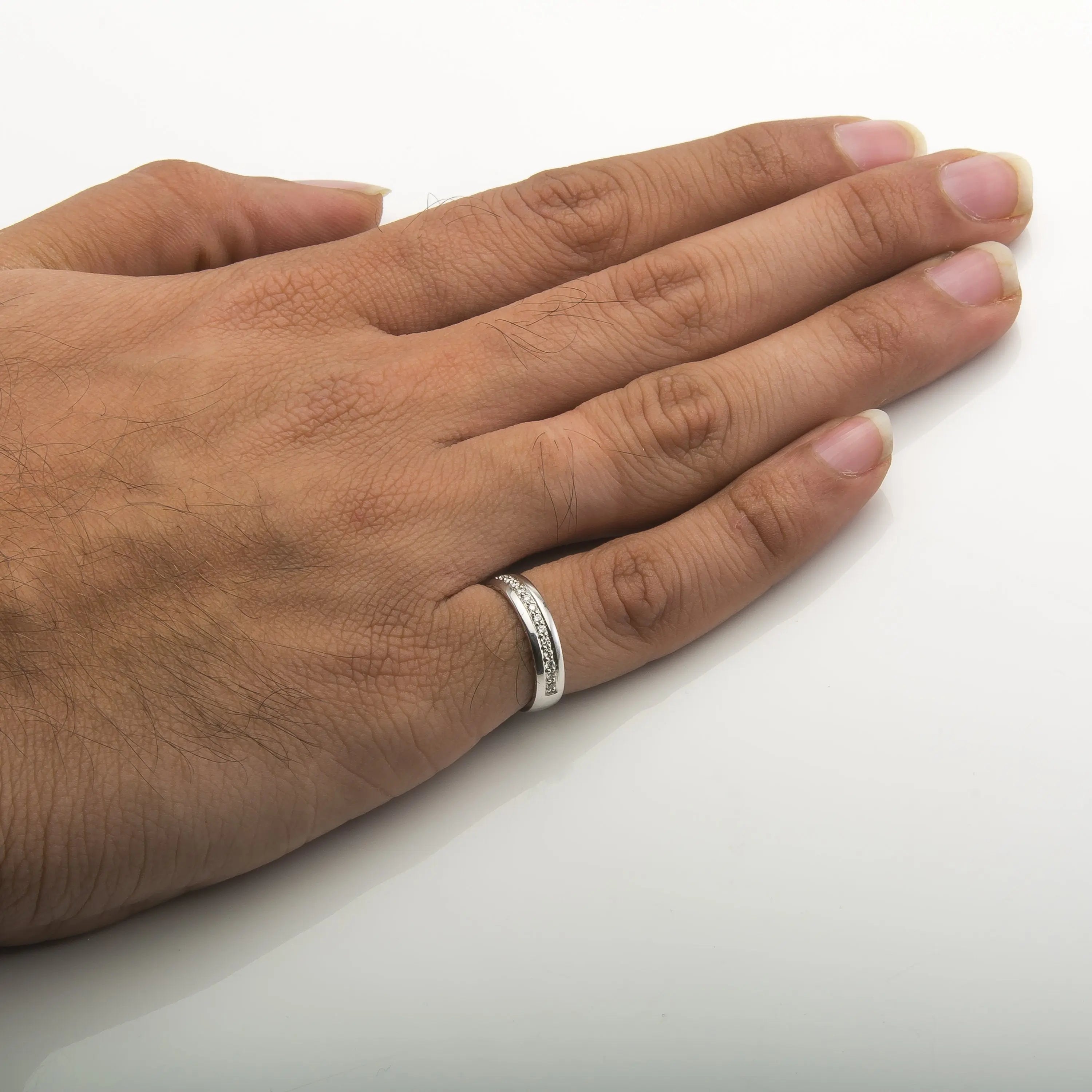 4.5mm Broad Half Eternity Ring with Diamonds in Platinum JL PT 435   Jewelove