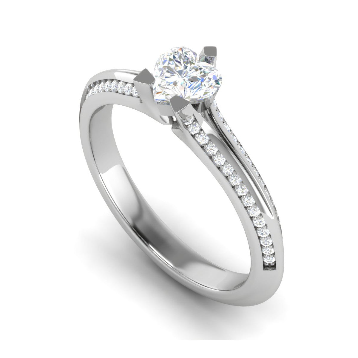 50-Pointer Heart Cut Solitaire Split Diamond Shank Platinum Ring JL PT RP HS 187-A   Jewelove.US