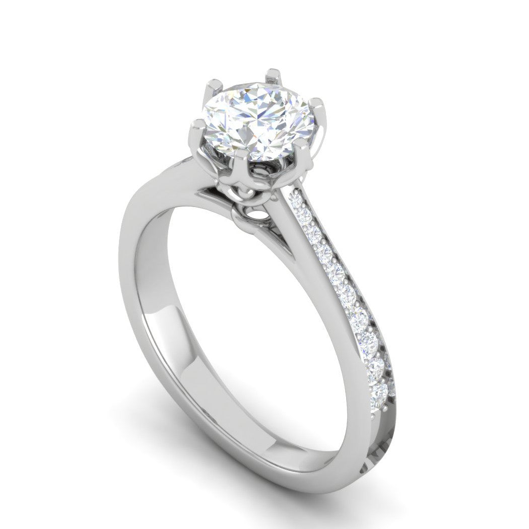 2-Carat Lab Grown Solitaire Diamond Shank Platinum Engagement Ring JL PT RV RD LG G 108-D