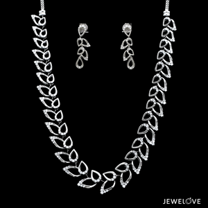 Platinum Evara Diamond Necklace Earrings Set JL PT NE 341