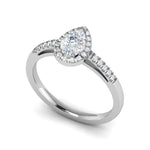 Load image into Gallery viewer, 70-Pointer Pear Cut Solitaire Halo Diamond Shank Platinum Ring JL PT SF1749-B   Jewelove.US
