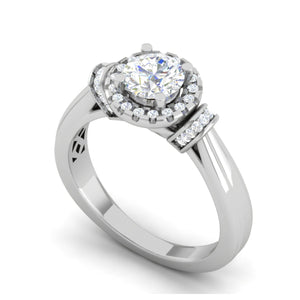 1.50-Carat Lab Grown Solitaire Halo Diamond Platinum Engagement Ring JL PT LG G WB5996E-C