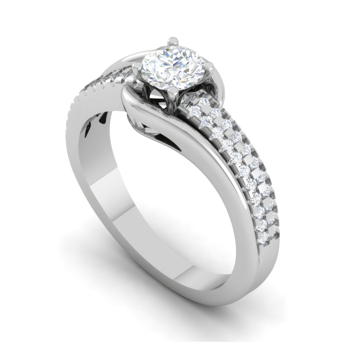 1-Carat Lab Grown Solitaire Platinum Diamond Split Shank Engagement Ring JL PT LG WB6005E-B