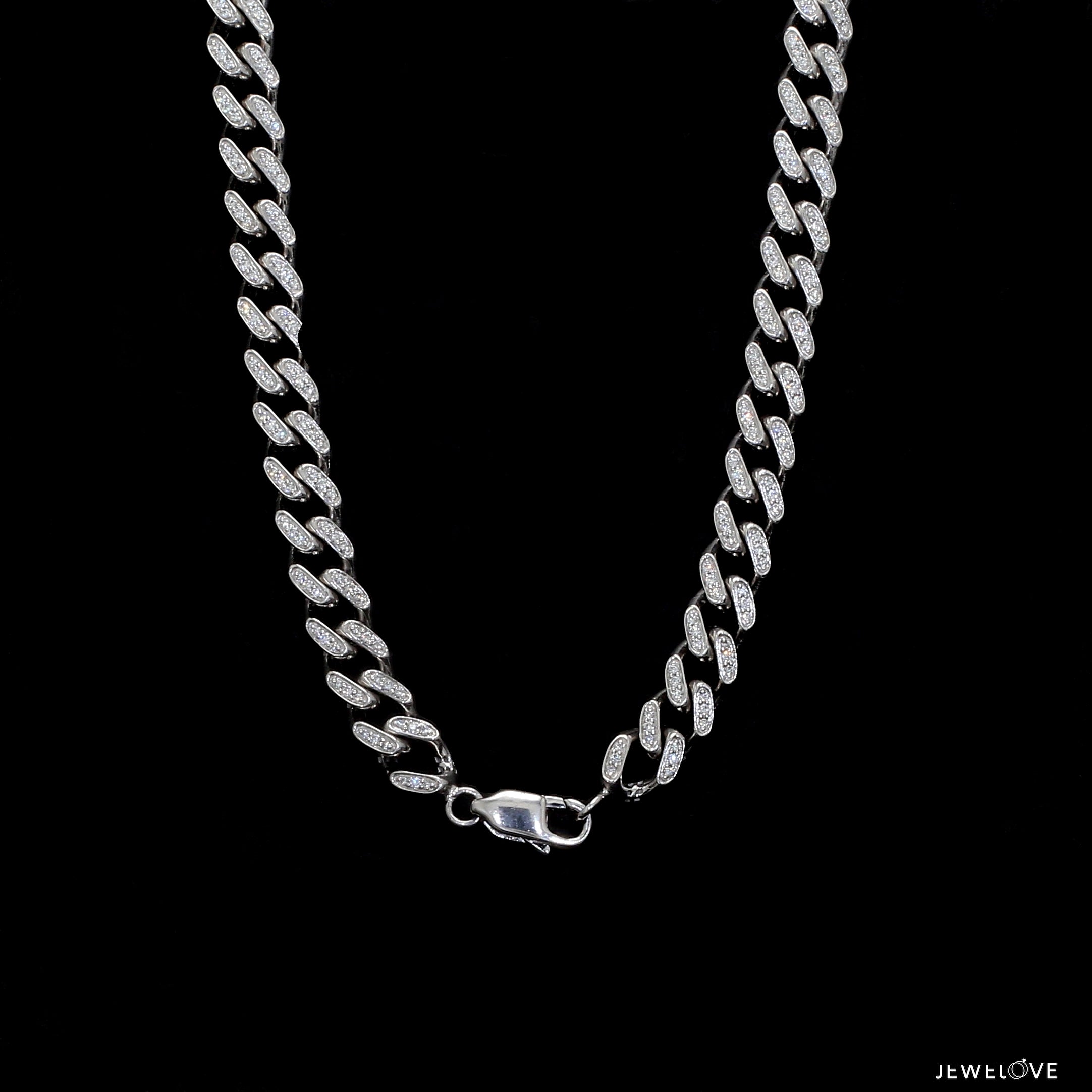 7.5mm Platinum Cuban Chain for Men with Lab Grown Diamond JL PT CH 1409-LG