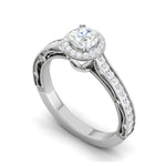 Load image into Gallery viewer, 1-Carat Solitaire Halo Diamond Shank Platinum Ring for Women JL PT RV RD 137-D
