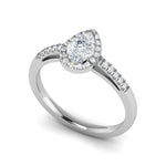 Load image into Gallery viewer, 50-Pointer Pear Cut Solitaire Halo Diamond Shank Platinum Ring JL PT SF1749-A   Jewelove.US
