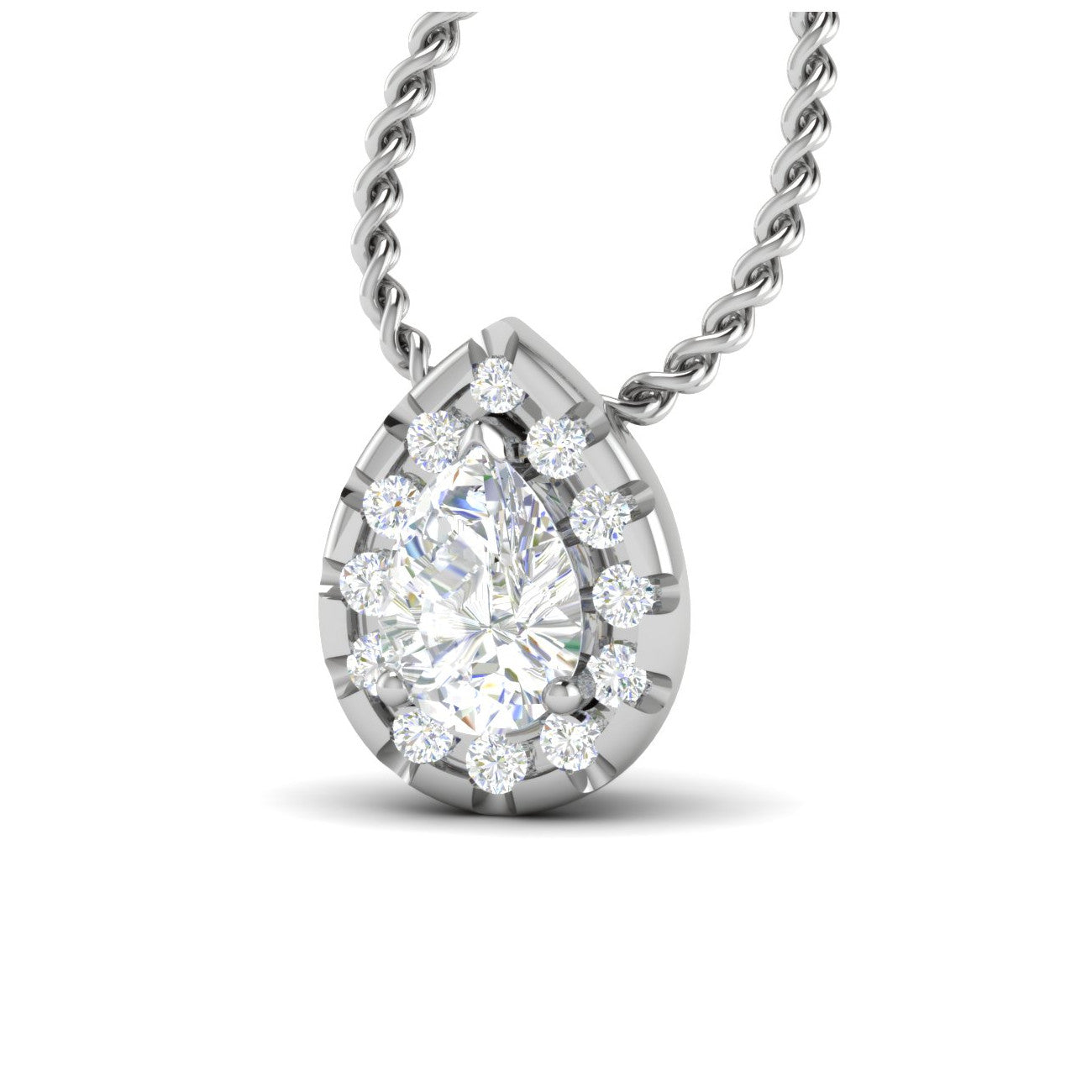 50-Pointer Pear Solitaire Cut Platinum Diamond Pendant JL PT PF PS 111-A   Jewelove.US