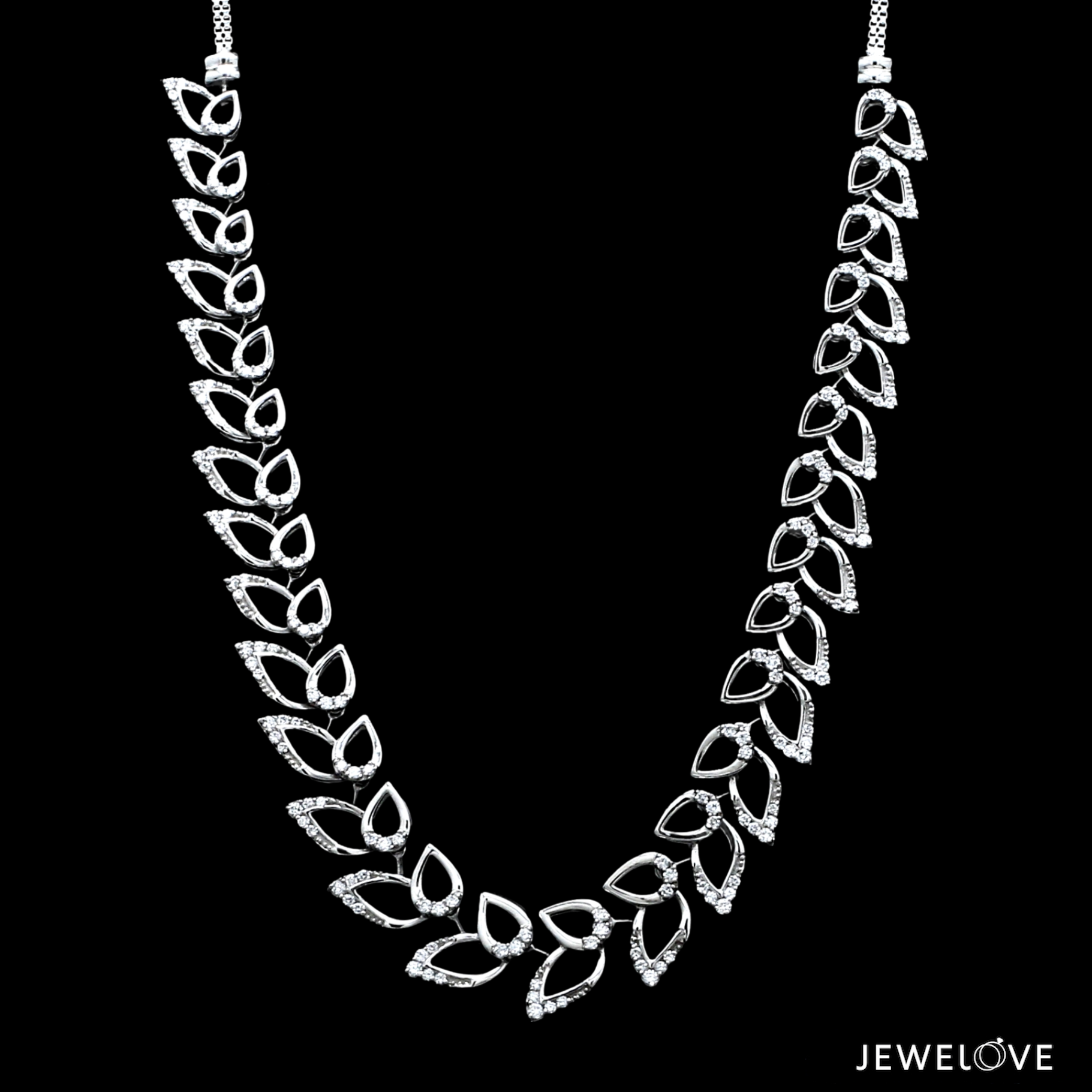 Platinum Evara Diamond Necklace & Earrings Set JL PT NE 341  Necklace-only-VVS-GH Jewelove.US