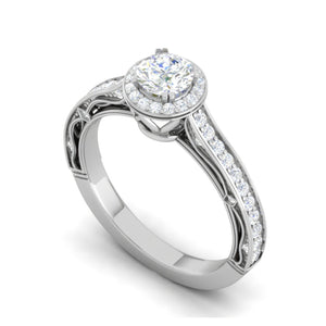 2-Carat Lab Grown Solitaire Halo Diamond Shank Platinum Ring for Women JL PT RV RD LG G 137-D