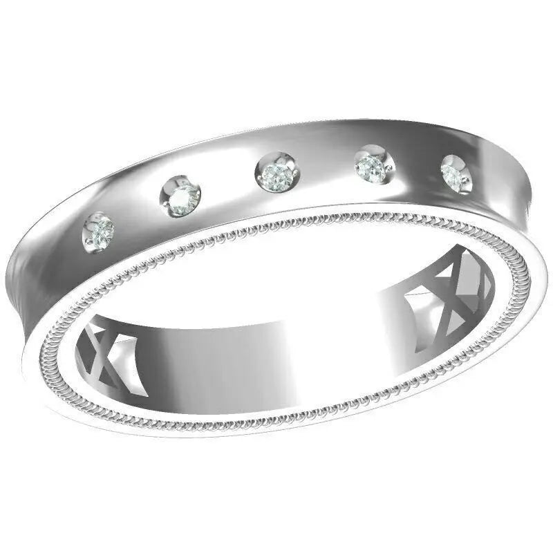 5 Diamond Curved Platinum Ring for Men with Milgrain Finish JL PT 430  VVS-GH Jewelove