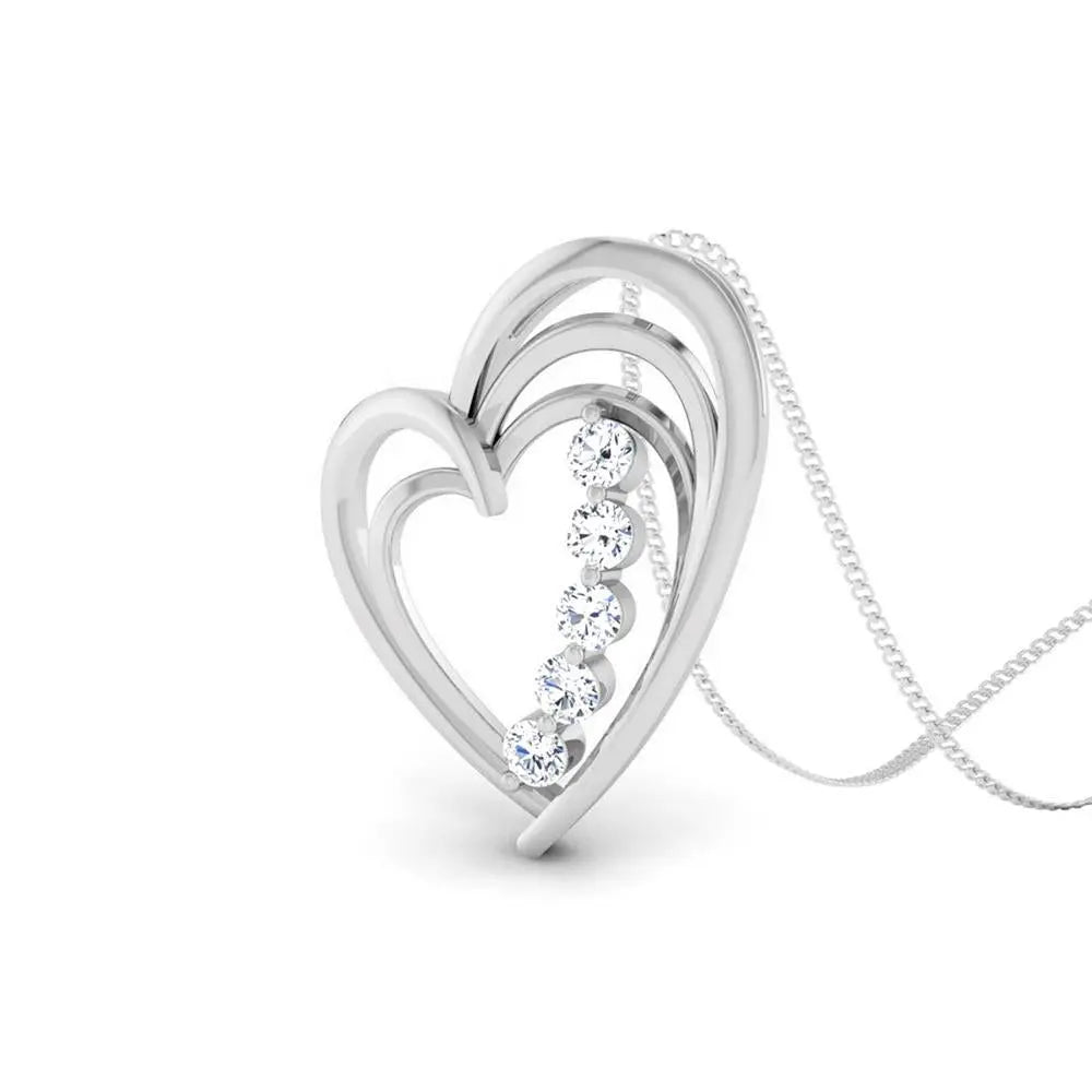 5 Diamond Platinum Heart Pendant with Diamonds JL PT P 8097   Jewelove.US