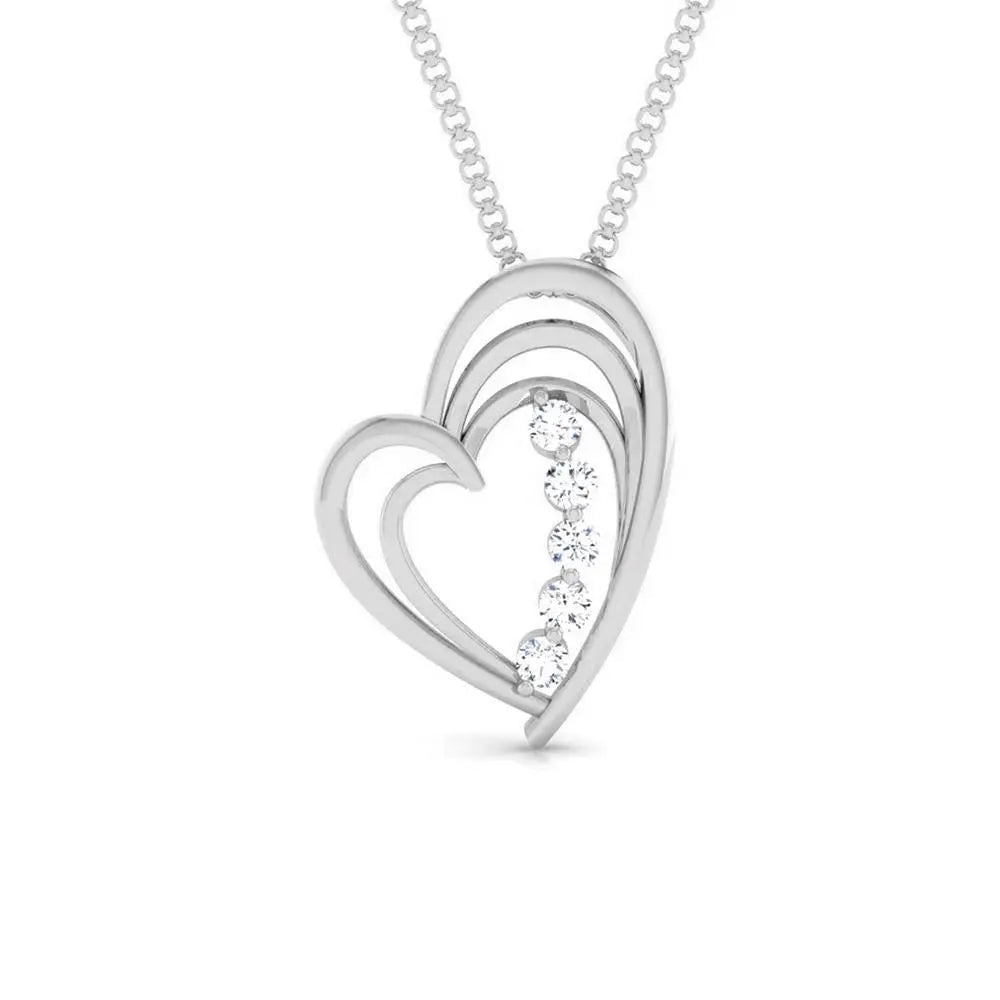 5 Diamond Platinum Heart Pendant with Diamonds JL PT P 8097   Jewelove.US