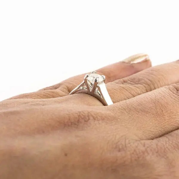 50 Pointer Classic 4 Prong Cathedral Setting Platinum Solitaire Ring JL PT 558   Jewelove.US