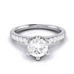 Load image into Gallery viewer, 50-Pointer Flowery Platinum Solitaire Engagement Ring with Diamond Shank JL PT G 105-A   Jewelove.US
