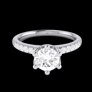 50-Pointer Lab Grown Solitaire Flowery Platinum Engagement Ring with Diamond Shank JL PT LG G 105-A