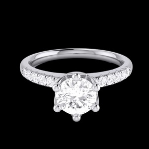 70-Pointer Lab Grown Solitaire Flowery Platinum Engagement Ring with Diamond Shank JL PT LG G 105-B