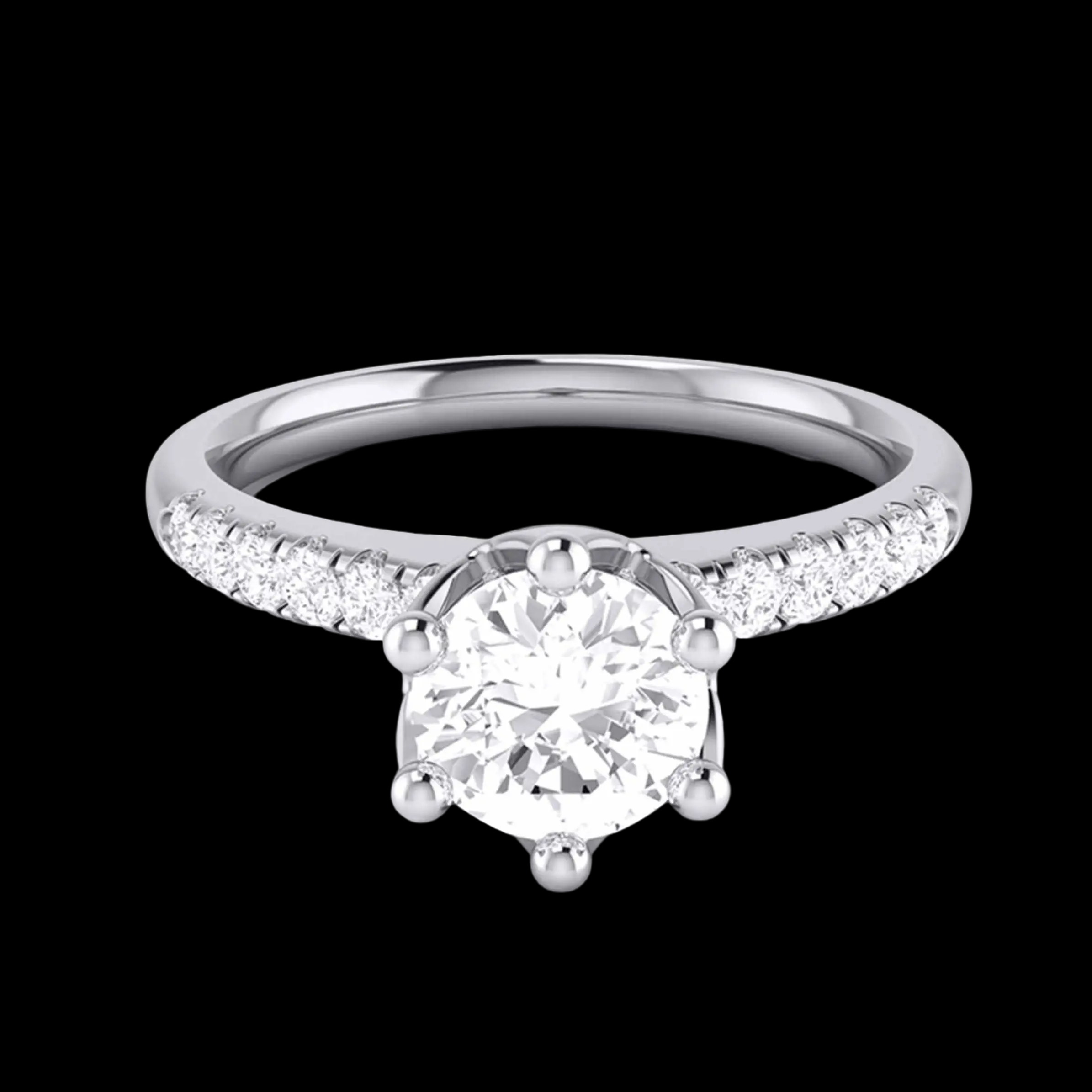 1-Carat Lab Grown Solitaire Flowery Platinum Engagement Ring with Diamond Shank JL PT LG G 105-C