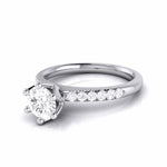 Load image into Gallery viewer, 50-Pointer Flowery Platinum Solitaire Engagement Ring with Diamond Shank JL PT G 105-A   Jewelove.US
