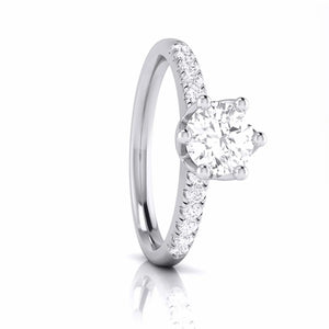 50-Pointer Flowery Platinum Solitaire Engagement Ring with Diamond Shank JL PT G 105-A   Jewelove.US