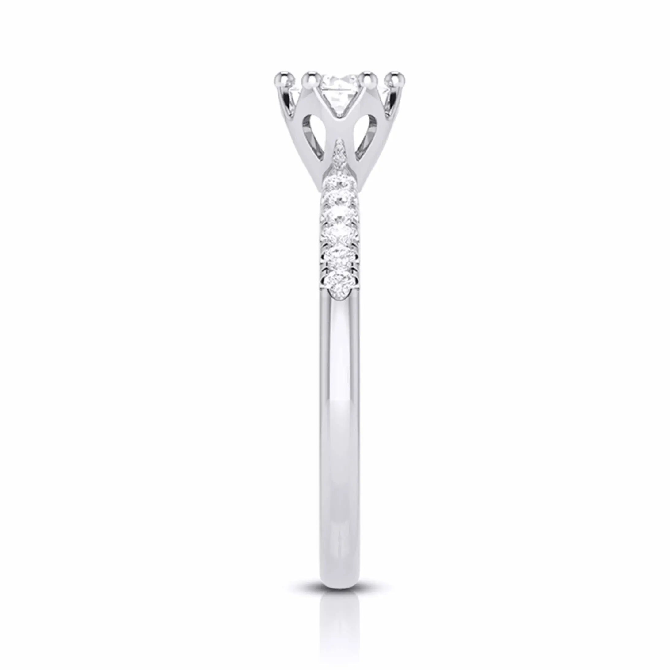 50-Pointer Flowery Platinum Solitaire Engagement Ring with Diamond Shank JL PT G 105-A   Jewelove.US