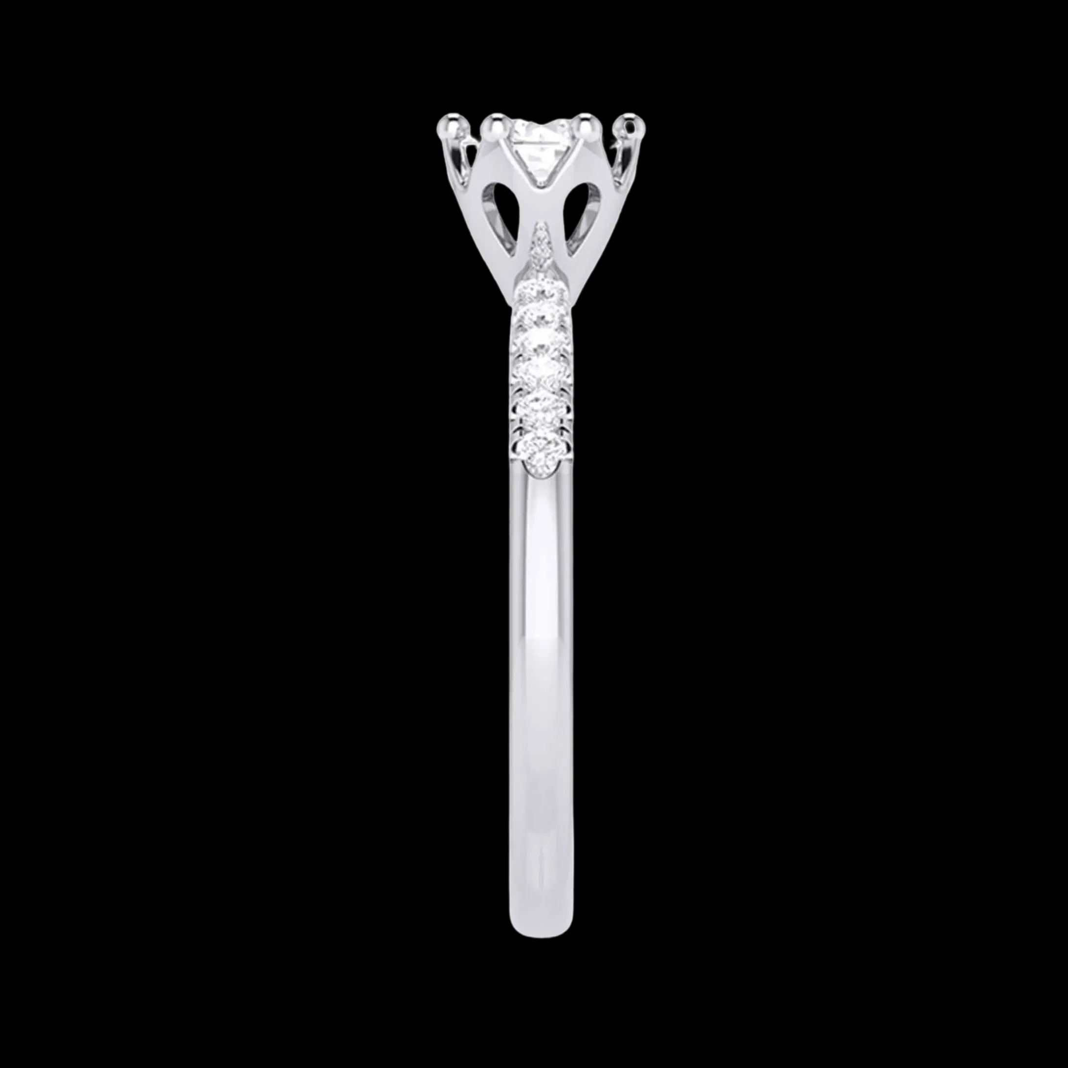 1-Carat Lab Grown Solitaire Flowery Platinum Engagement Ring with Diamond Shank JL PT LG G 105-C