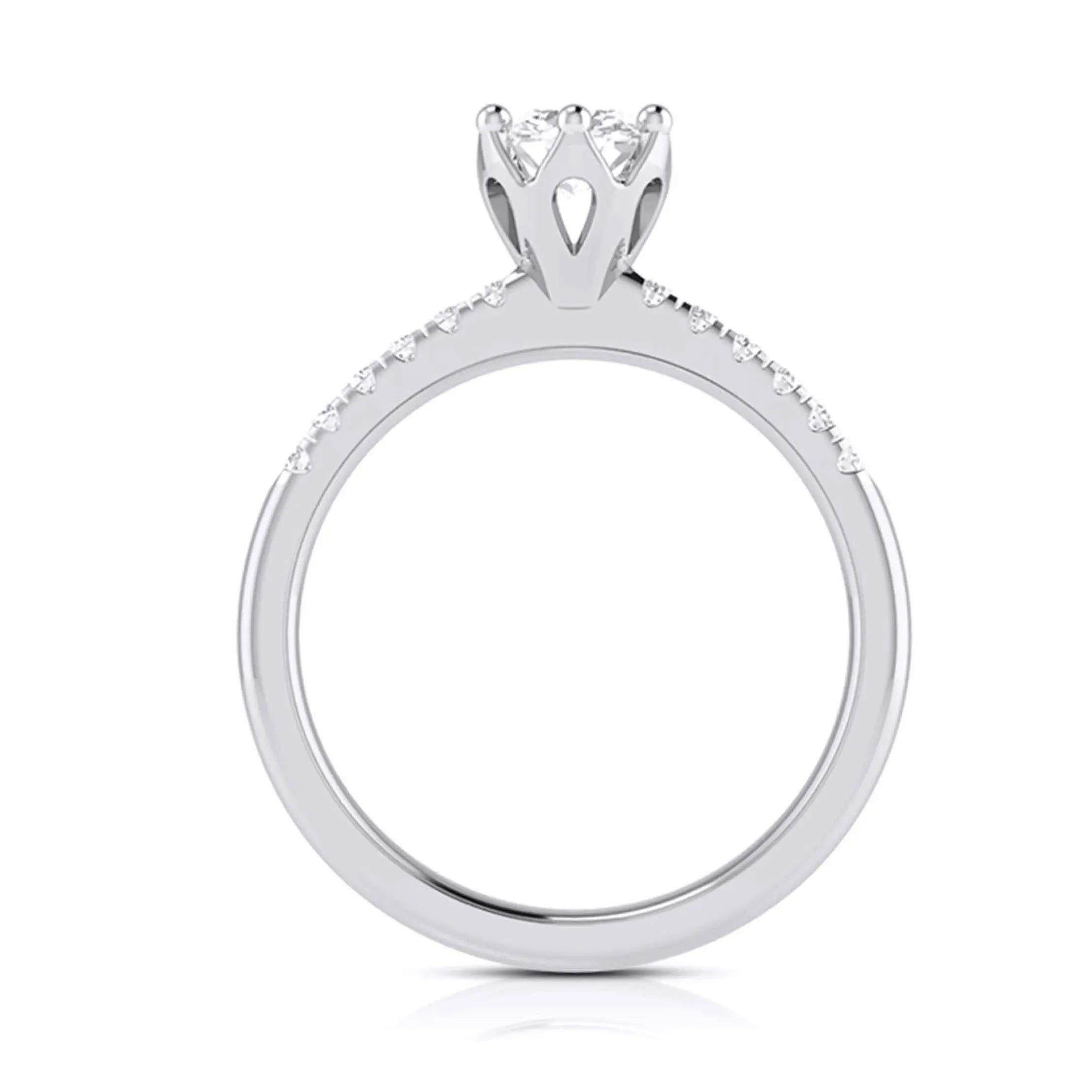 50-Pointer Flowery Platinum Solitaire Engagement Ring with Diamond Shank JL PT G 105-A   Jewelove.US