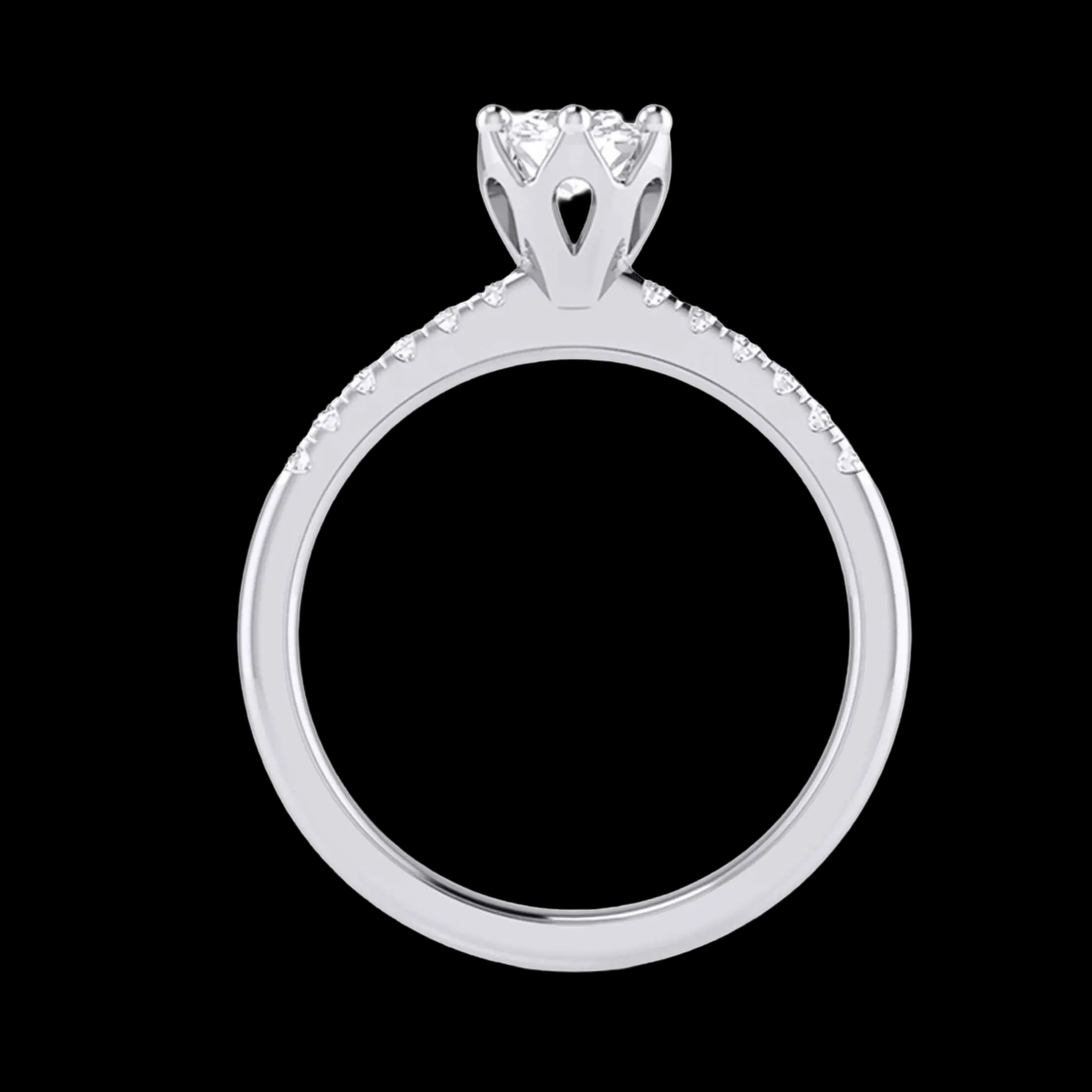 50-Pointer Lab Grown Solitaire Flowery Platinum Engagement Ring with Diamond Shank JL PT LG G 105-A