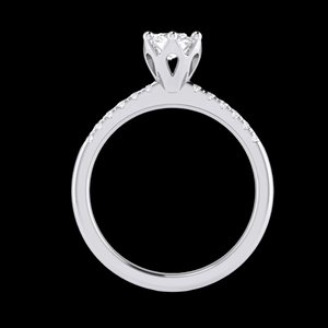 70-Pointer Flowery Platinum Solitaire Engagement Ring with Diamond Shank JL PT G 105-B