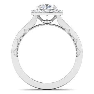 50 Pointer Platinum Diamond Halo Solitaire Engagement Ring JL PT 6590   Jewelove.US