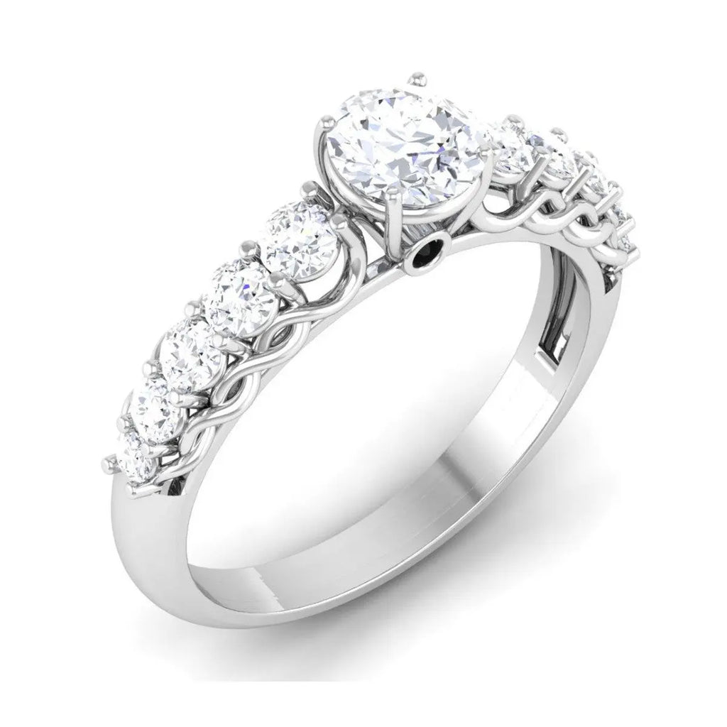 50 Pointer Platinum Diamond Solitaire Ring with Diamond Accents For Women JL PT 484   Jewelove.US