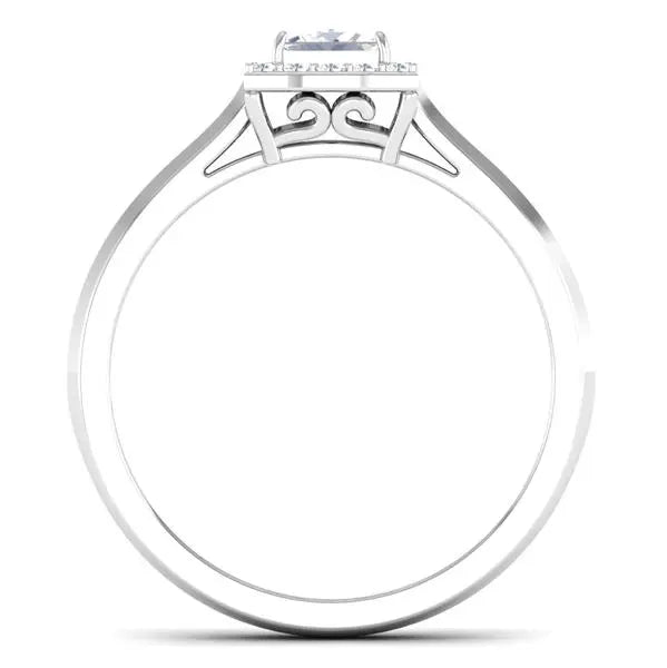 50 Pointer Platinum Halo Princess Cut Diamond Solitaire Engagement Ring JL PT 6997   Jewelove.US