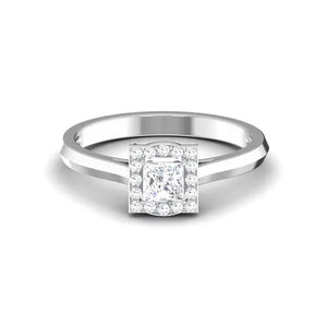 50 Pointer Platinum Halo Princess Cut Diamond Solitaire Engagement Ring JL PT 6997   Jewelove.US