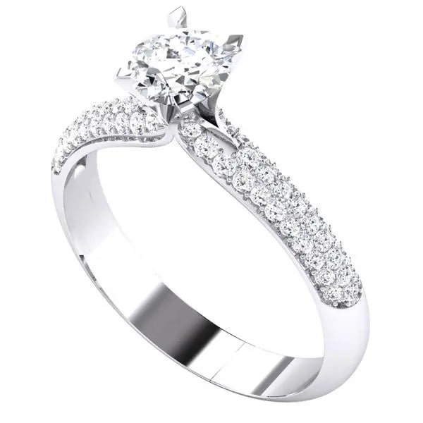 50 Pointer Platinum Solitaire Engagement Ring with Small Diamonds on the Shank JL PT 486   Jewelove.US