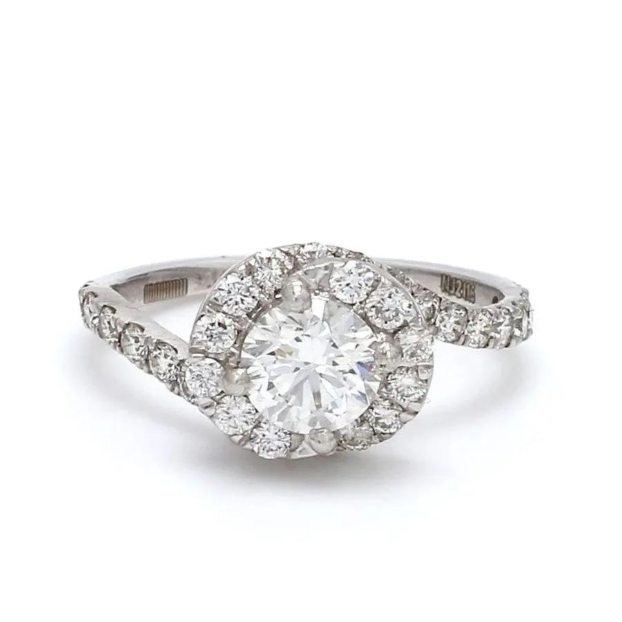 50 Pointer Platinum Solitaire Engagement Ring with a Curvy Diamond Shank JL PT 472   Jewelove