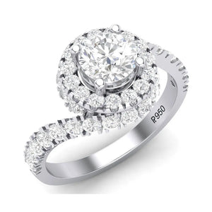 50 Pointer Platinum Solitaire Engagement Ring with a Curvy Diamond Shank JL PT 472  G-VVS Jewelove